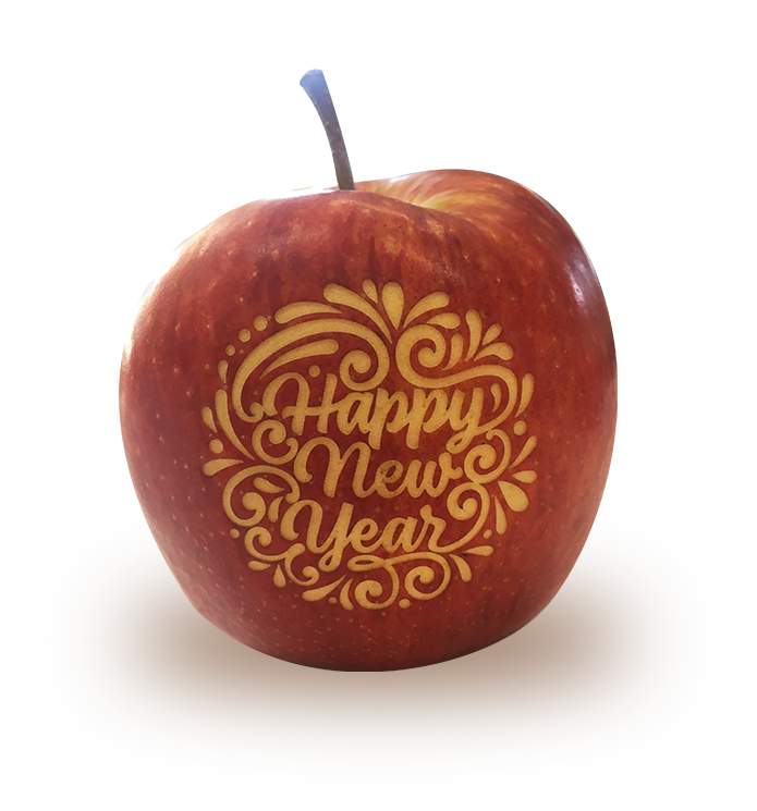 Gravure sur pomme Happy New Year 